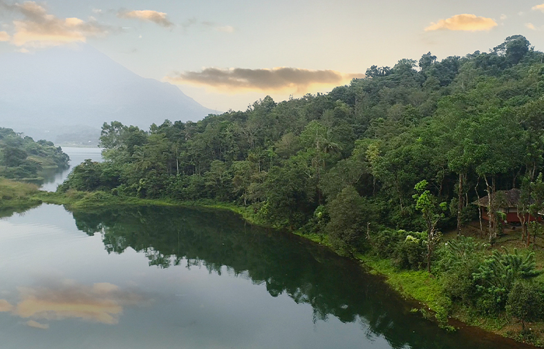 Banasura Sagar lake and lush greenery in Wayanad