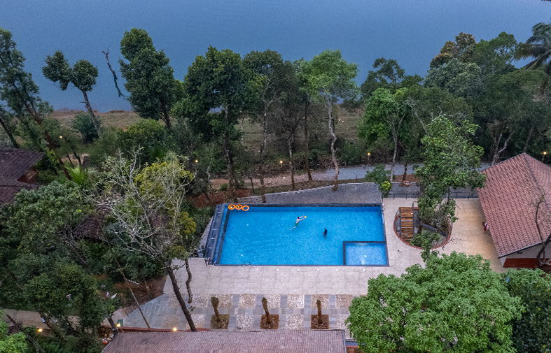 Infinity pool and scenic Wayanad mountain views